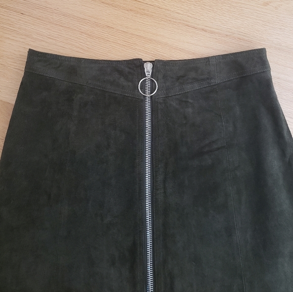 Zara Genuine Suade Zip Up Skirt size medium forrest green - Picture 3 of 8